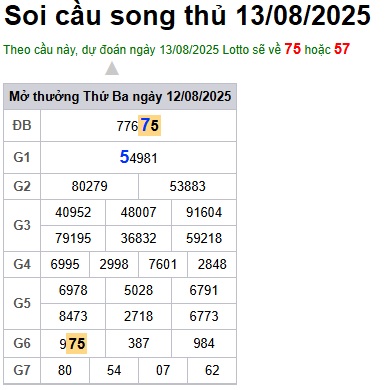 cau lo dep nhat xsmb 13-08-2025